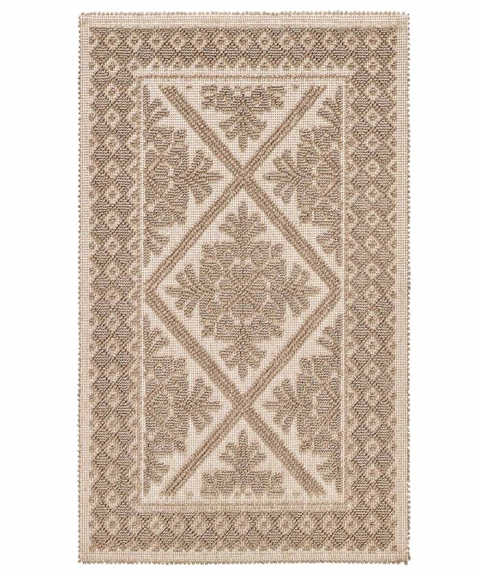 Tappeto Sardo Beige Corda 100% cotone e prodotto in Sardegna Italia. Tappetino bagno passatoia lavabile.