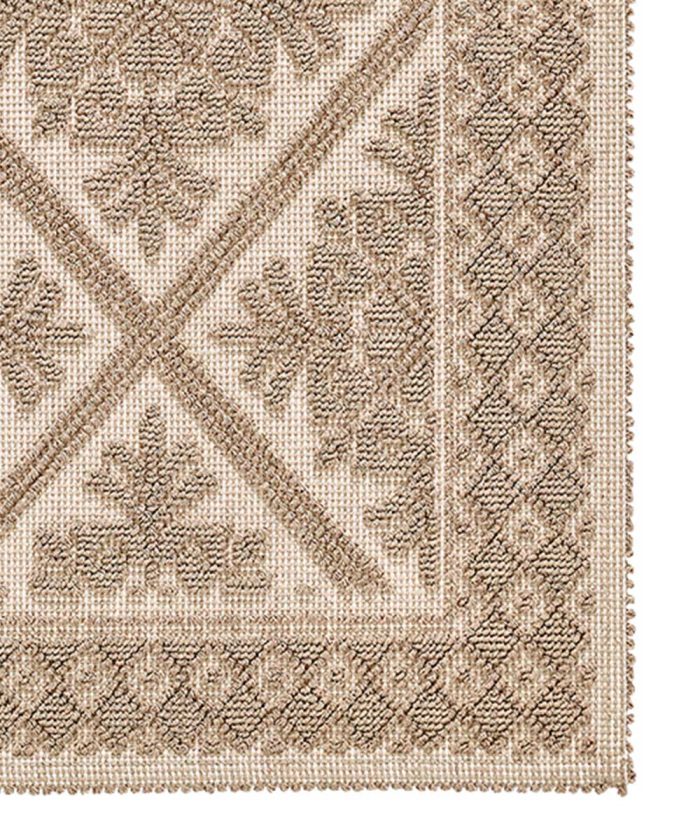 Angolo Tappeto Sardo Beige Corda 100% cotone e prodotto in Sardegna Italia. Tappetino bagno passatoia lavabile.
