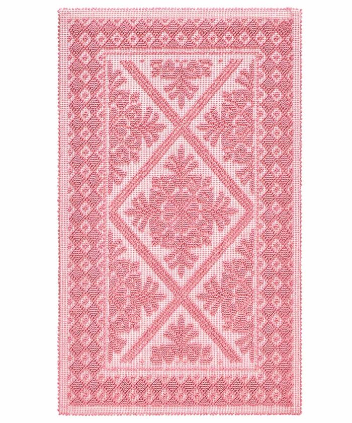 Tappeto Sardo Rosa 100% cotone e prodotto in Sardegna Italia. Tappetino bagno passatoia lavabile.