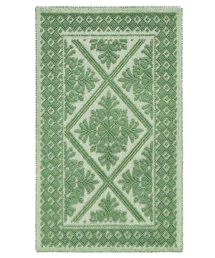 Tappeto Sardo verde salvia 100% cotone e prodotto in Sardegna Italia. Tappetino bagno passatoia lavabile.