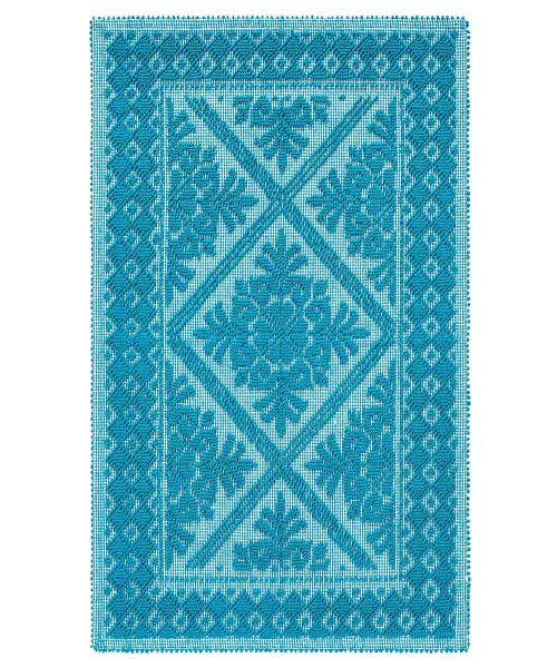 Tappeto Sardo Turchese azzurro 100% cotone e prodotto in Sardegna Italia. Tappetino bagno passatoia lavabile.