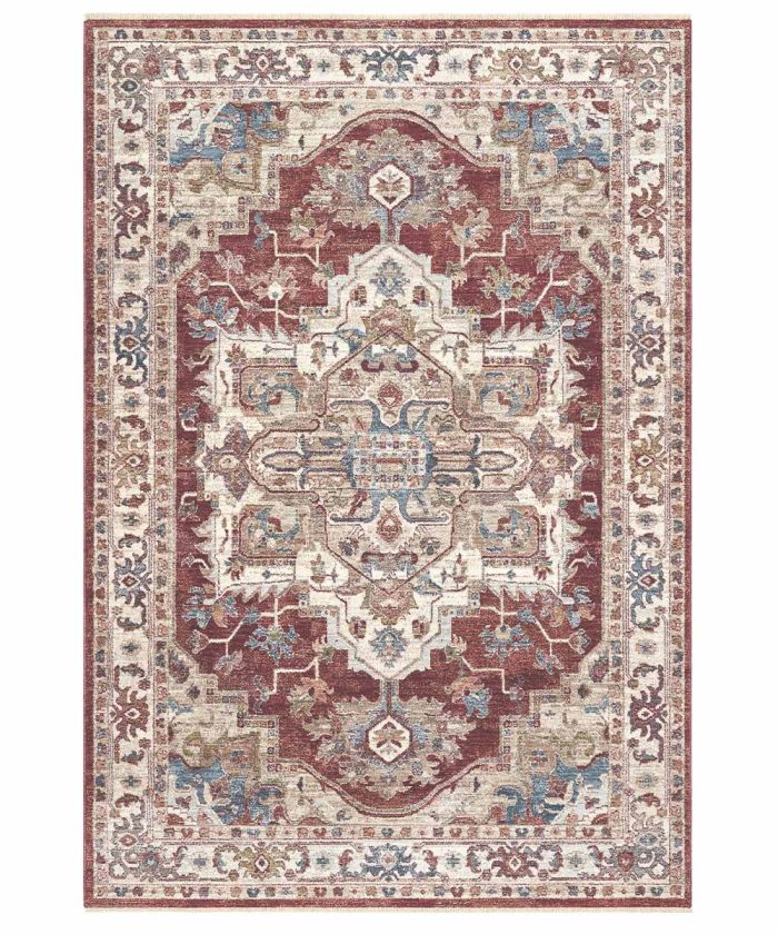 Tappeto persiano rosso design tradizionale orientale. Tappeto MURCIA per arredo casa: salotto, soggiorno, camera e sala.
