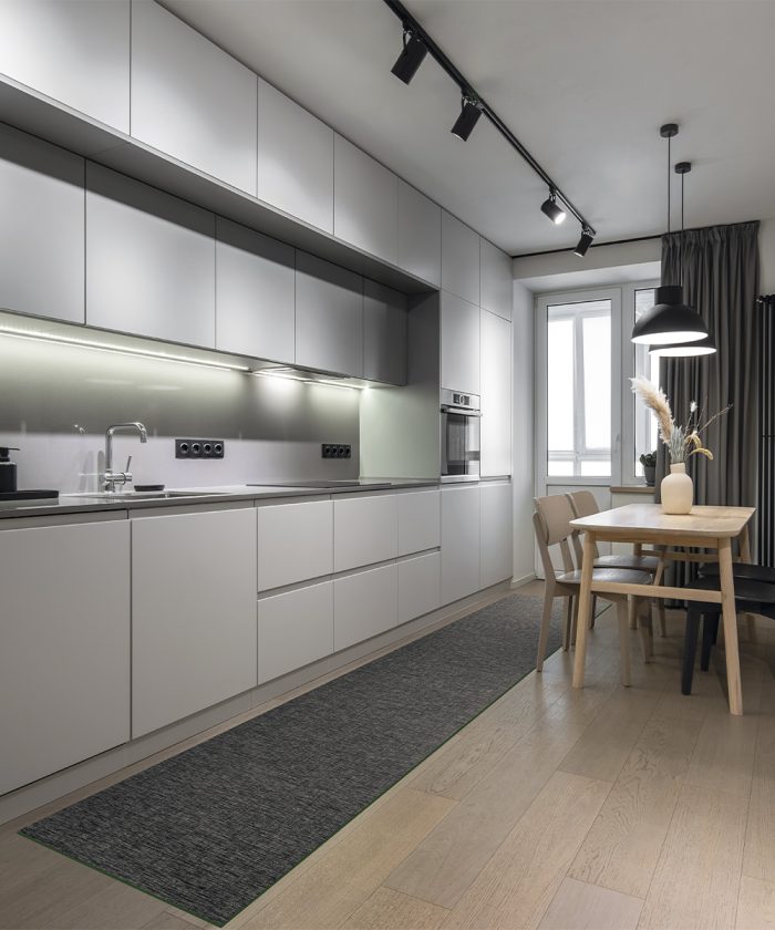 Casa con Passatoia cucina bagno multiuso tinta unita Antracite. Tappeto lavabile e antiscivolo