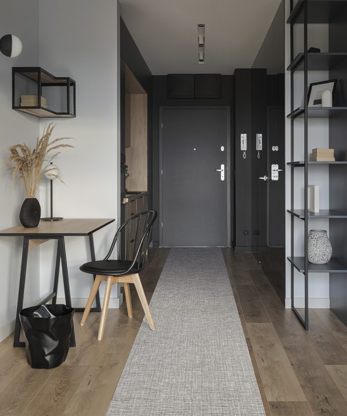 Ingresso casa con Passatoia cucina bagno multiuso tinta unita Grigio. Tappeto lavabile e antiscivolo