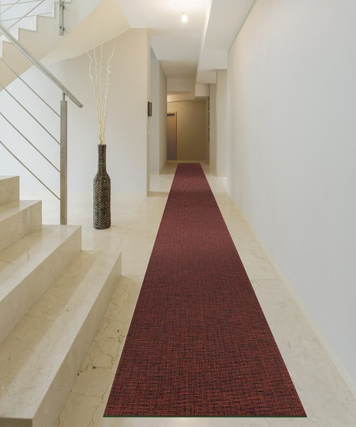 Corridoio scala con Passatoia cucina bagno multiuso tinta unita Rosso. Tappeto lavabile e antiscivolo