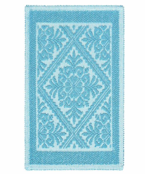 Tappeto Sardo Azzurro 100% cotone e prodotto in Sardegna Italia. Tappetino bagno passatoia lavabile.