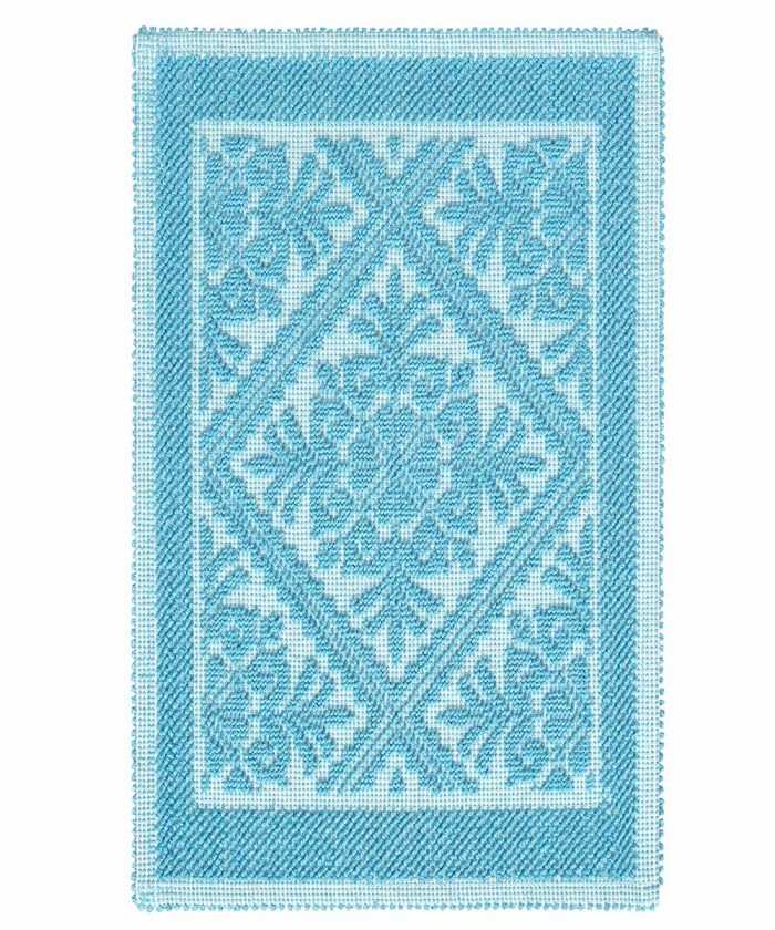 Tappeto Sardo Azzurro 100% cotone e prodotto in Sardegna Italia. Tappetino bagno passatoia lavabile.
