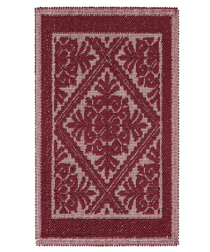 Tappeto Sardo Bordeaux 100% cotone e prodotto in Sardegna Italia. Tappetino bagno passatoia lavabile.