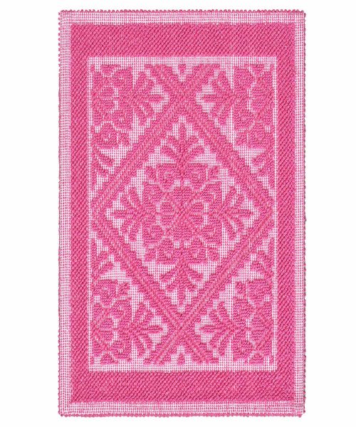Tappeto Sardo Fucsia 100% cotone e prodotto in Sardegna Italia. Tappetino bagno passatoia lavabile.