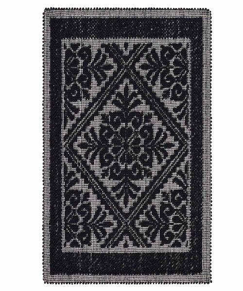 Tappeto Sardo Nero 100% cotone e prodotto in Sardegna Italia. Tappetino bagno passatoia lavabile.