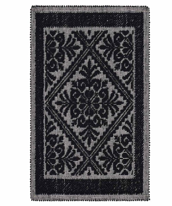 Tappeto Sardo Nero 100% cotone e prodotto in Sardegna Italia. Tappetino bagno passatoia lavabile.