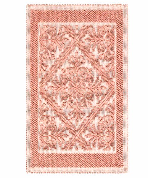 Tappeto Sardo Rosa Salmone 100% cotone e prodotto in Sardegna Italia. Tappetino bagno passatoia lavabile.