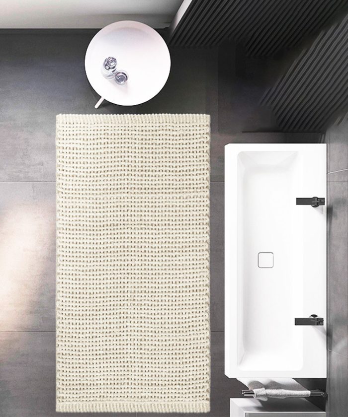 Bagno con tappeto morbido, lavabile, antiscivolo, economico. CRAZY AVORIO.