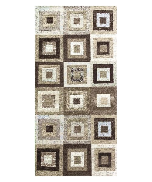 Tappeto arredo moderno geometrico QUADRI TORTORA resistente, economico, lavabile, antiscivolo. Collezione Velour Feelings.