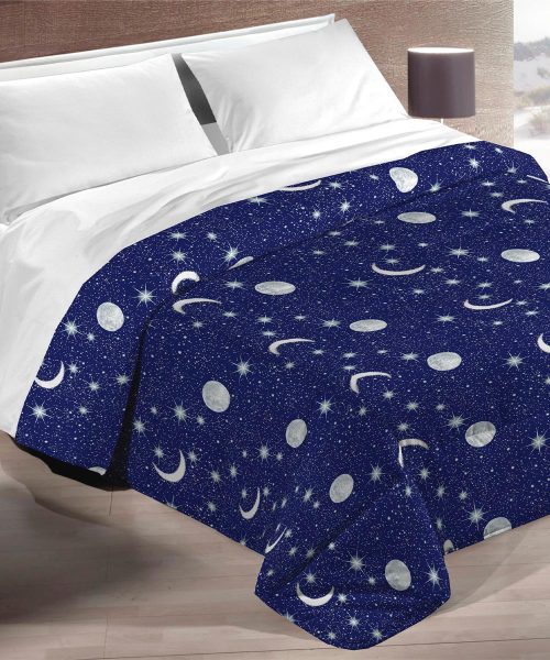 Trapunta invernale DIADEMA DENVER cielo blu con stelle e pianeti per letto singolo una piazza, alla francese una piazza e mezza, matrimoniale due piazze