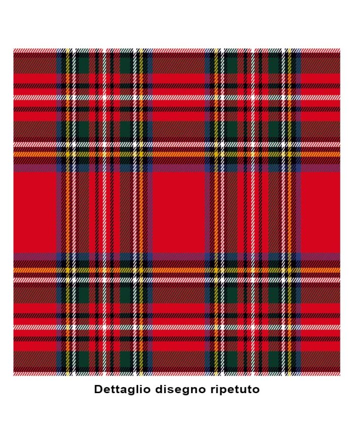 Dettaglio Trapunta invernale DIADEMA 16 scozzese tartan rosso per letto singolo una piazza, alla francese una piazza e mezza, matrimoniale due piazze