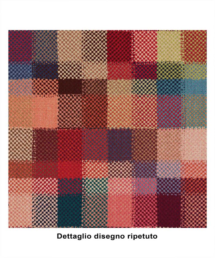Dettaglio disegno Trapunta invernale DIADEMA 21 multicolore rosso geometrica letto singolo una piazza, alla francese una piazza e mezza, matrimoniale due piazze