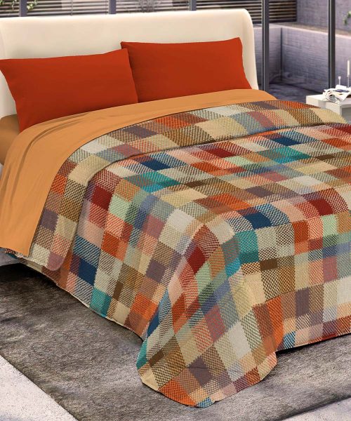 Trapunta invernale DIADEMA 22 quadri multicolore geometrica per letto singolo una piazza, alla francese una piazza e mezza, matrimoniale due piazze