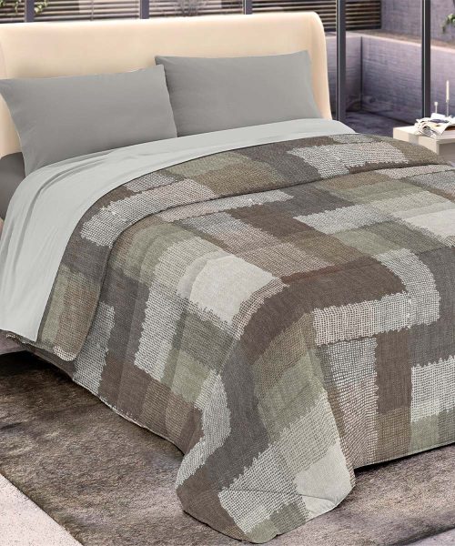 Trapunta invernale DIADEMA 4 moderna marrone beige per letto singolo una piazza, alla francese una piazza e mezza, matrimoniale due piazze