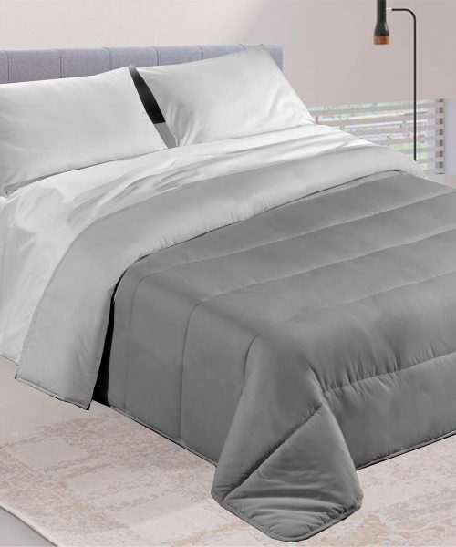 Trapunta invernale DIADEMA double face grigio scuro e chiaro, per letto singolo una piazza, alla francese una piazza e mezza, matrimoniale due piazze