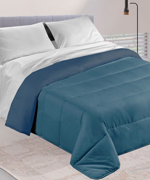Trapunta invernale DIADEMA double face blu oceano e petrolio, per letto singolo una piazza, alla francese una piazza e mezza, matrimoniale due piazze