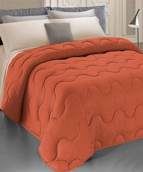 Trapunta invernale SAMIRA motivo pitonato arancione, per letto matrimoniale due piazze