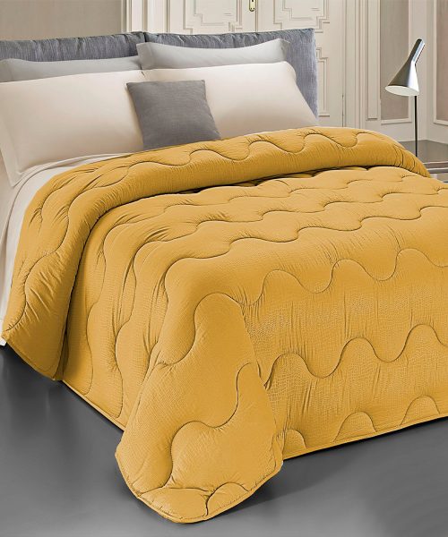 Trapunta invernale SAMIRA motivo pitonato giallo, per letto matrimoniale due piazze