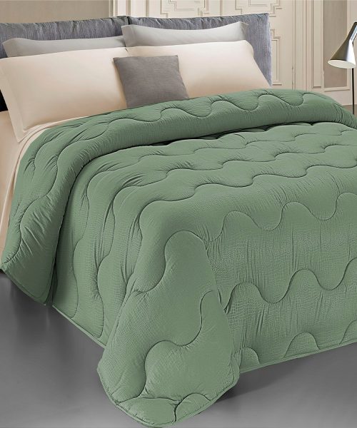 Trapunta invernale SAMIRA motivo pitonato verde, per letto matrimoniale due piazze