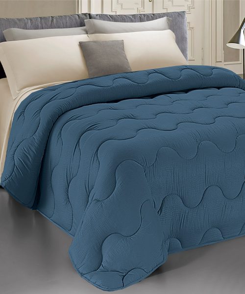 Trapunta invernale SAMIRA motivo pitonato blu, per letto matrimoniale due piazze