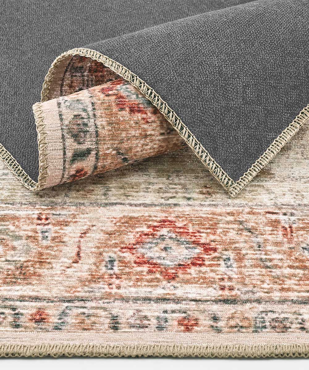 Particolare del Tappeto ZIEGLER 06 siena con disegno persiano orientale, lavabile e anti-scivolo