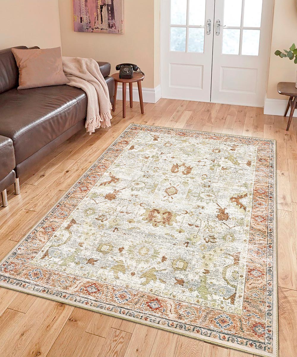 Salotto con Tappeto ZIEGLER 06 siena con disegno persiano orientale, lavabile e anti-scivolo