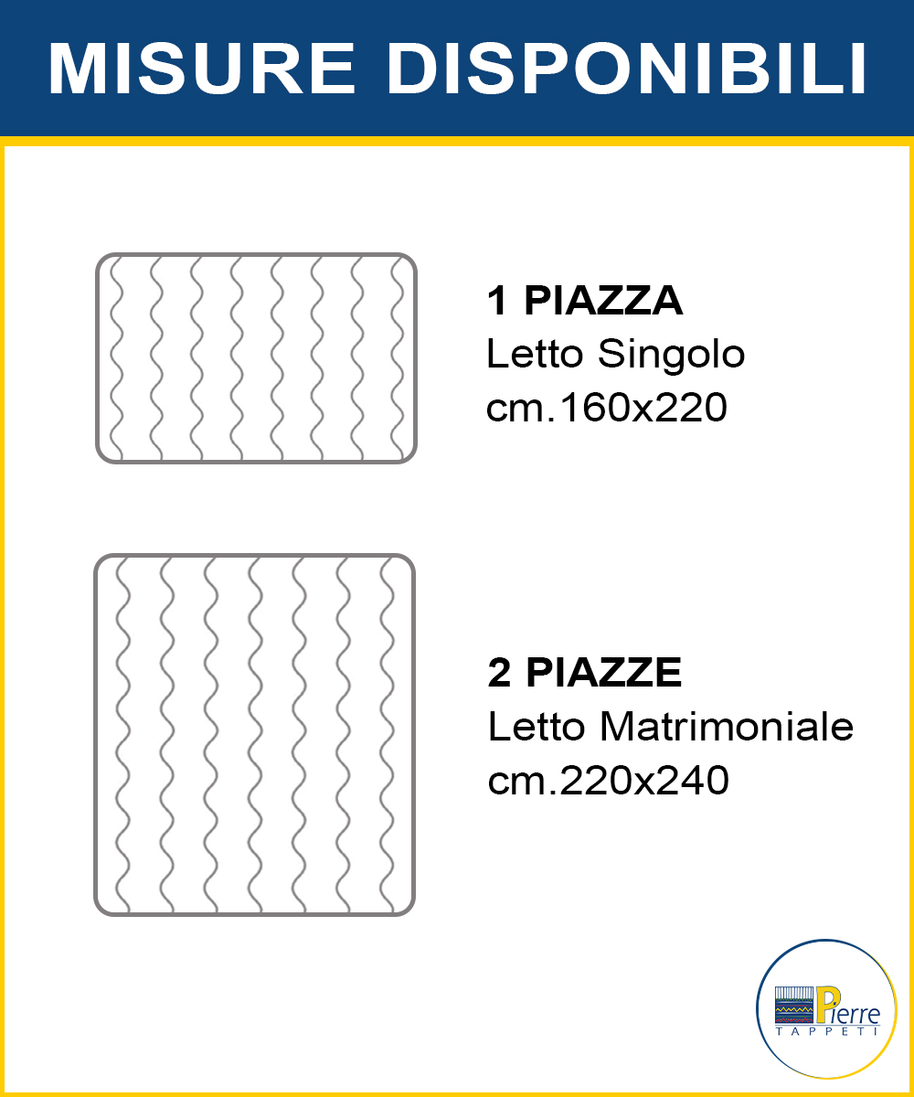 Misure 1 piazza 180x220 e 2 piazze 220x240