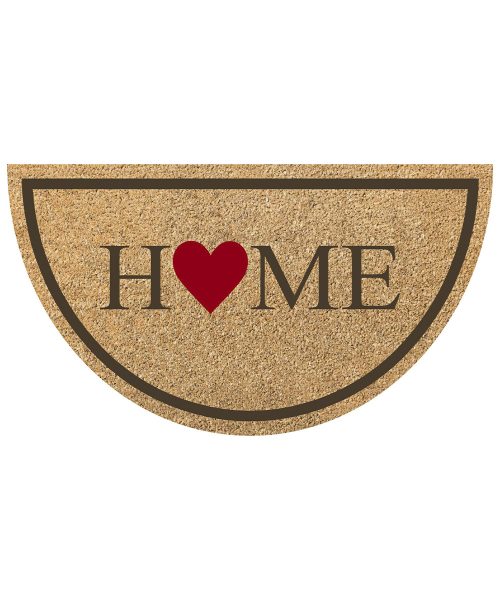 Zerbino mezzaluna per ingresso casa in cocco con retro anti-scivolo in vinile. Collezione GULLIVER scritta casa home disegno cuore