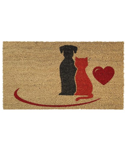 Zerbino ingresso casa in cocco con retro anti-scivolo in vinile. Collezione GULLIVER disegno cane gatto pet