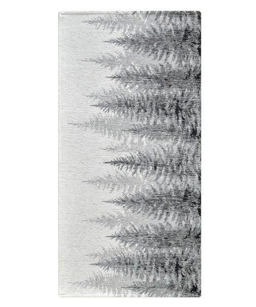 Tappeti moderni grigi lavabili disegno con abeti di montagna, disponibili in vari colori e misure. 100% Made in Italy, resistenti e lavabili in lavatrice.