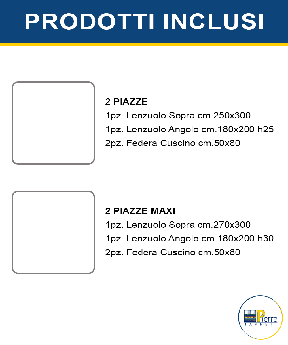 Misure per per Completi Lenzuola in Raso per Letto Matrimoniale tinta unita 2 piazze e maxi. Completo lenzuolo, angolo e federe cuscini.