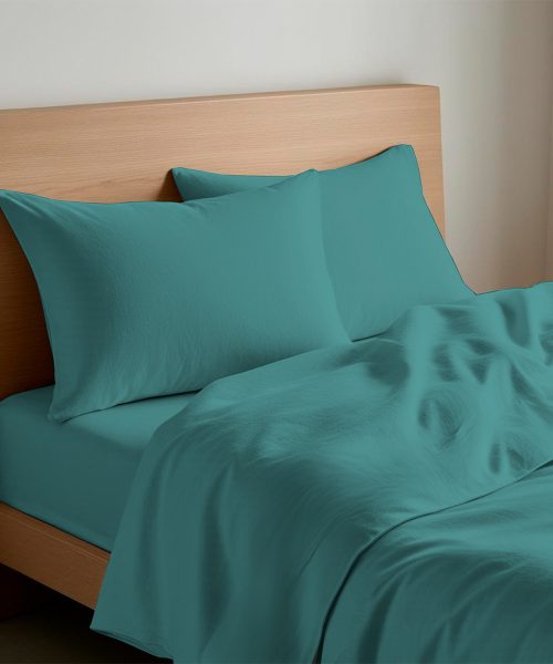 Completo Lenzuola in Percalle per Letto Singolo e Matrimoniale tinta unita VERDE. Misura 1 piazza, 1 piazza e mezza, 2 piazze. Completo lenzuolo, angolo e federe cuscini.