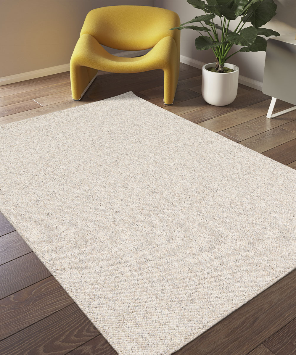 Living con Tappeto bouclé PABLO GREIGE tessitura effetto riccio, colori naturali e design minimal in stile scandinavo. Morbidi, resistenti ma anche pratici e facili da lavare: lavatrice e asciugatrice.