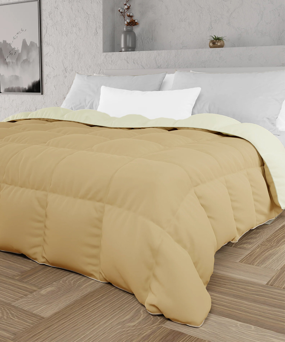 Piumino Beige Panna per letto singolo o matrimoniale. 100% microfibra di poliestere. Morbido, cado ed economico.