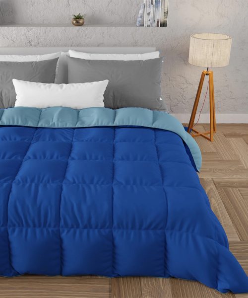 Piumino Blu Azzurro per letto singolo o matrimoniale. 100% microfibra di poliestere. Morbido, cado ed economico.