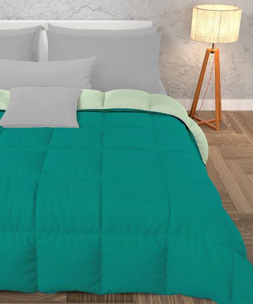 Piumino Verde Verdino per letto singolo o matrimoniale. 100% microfibra di poliestere. Morbido, cado ed economico.
