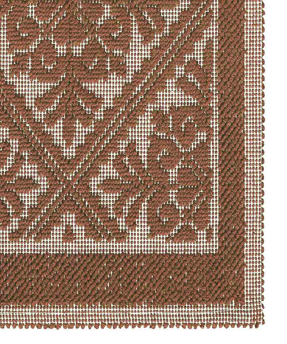 Angolo del Tappeto Sardo Marrone 100% cotone e prodotto in Sardegna Italia. Tappetino bagno passatoia lavabile.