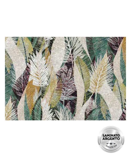 Tappeto passatoia su msiura multiuso per cucina corridoio bagno, collezione SPRINTY SPACE disegno ERIS floreale verde multicolore foglie