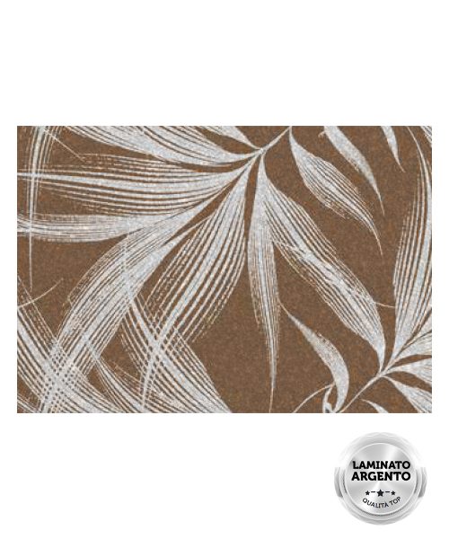 Tappeto passatoia su misura multiuso per cucina corridoio bagno, collezione SPRINTY SPACE disegno MARTE foliage bronzo argento