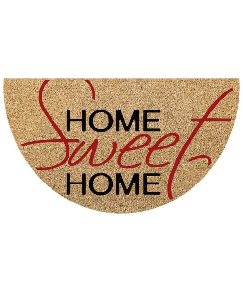 Zerbino mezzaluna per ingresso casa in cocco con retro anti-scivolo in vinile. Collezione GULLIVER scritta Home Sweet Home