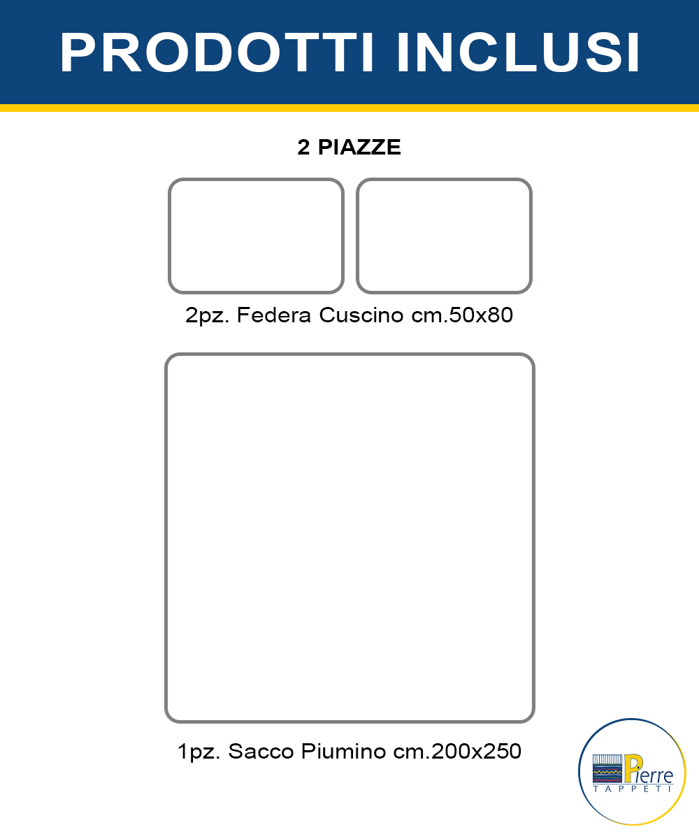 Info misure Parure Copripiumino matrimoniale in cotone e 100% prodotto in Italia. Stampa digitale
