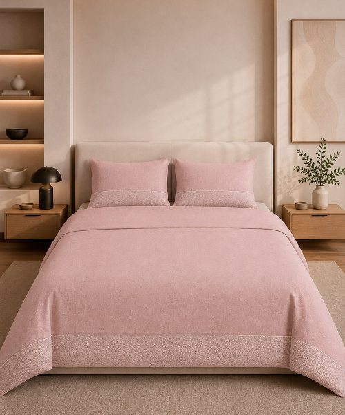 Parure Copripiumino living Class 3 rosa. In pregiato cotone e 100% prodotto in Italia. Stampa digitale alta definizione.