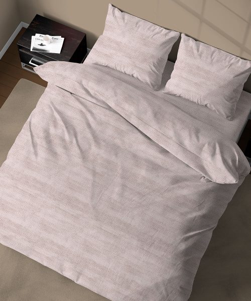Parure Copripiumino Quadrifoglio Fantasia disegno bon bon beige. In cotone e 100% prodotto in Italia. Disponibile sia per letto singolo che per letto matrimoniale.