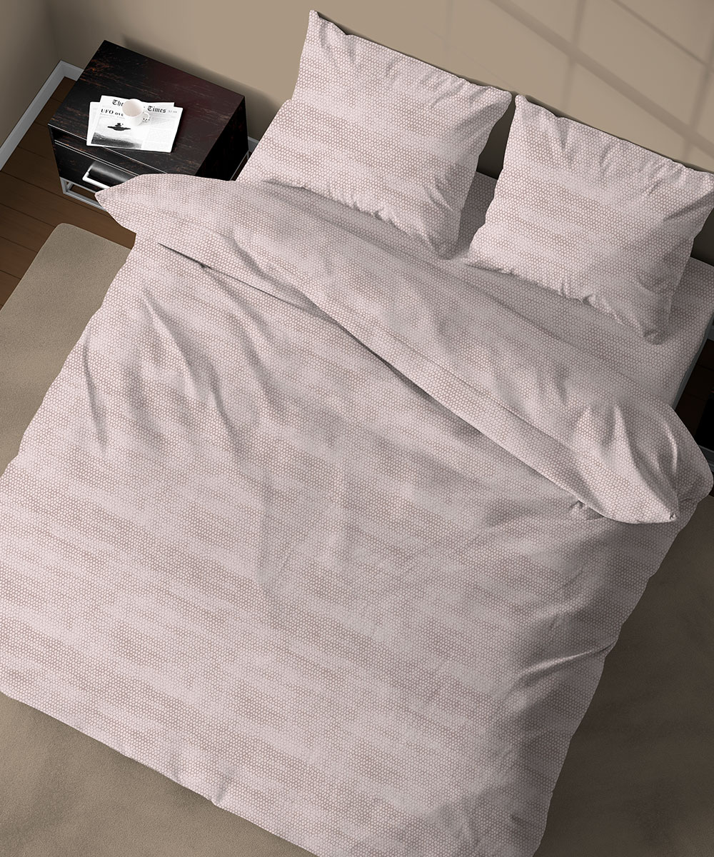 Parure Copripiumino Quadrifoglio Fantasia disegno bon bon beige. In cotone e 100% prodotto in Italia. Disponibile sia per letto singolo che per letto matrimoniale.