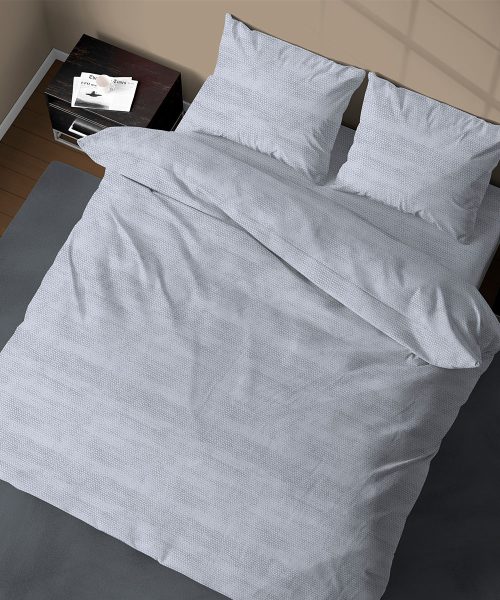 Parure Copripiumino Quadrifoglio Fantasia disegno bon bon grigio. In cotone e 100% prodotto in Italia. Disponibile sia per letto singolo che per letto matrimoniale.
